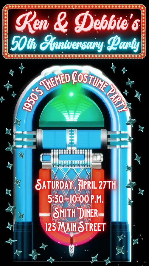 Rock a Billy Video Invite - Personalized Roller Rink 80s Party