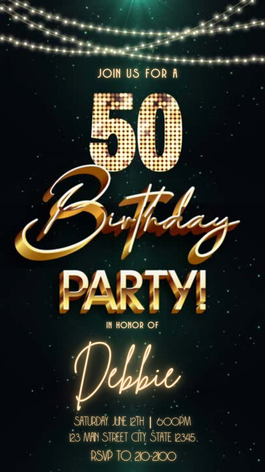 Starlit Glam Digital Video Invitation Instant Download