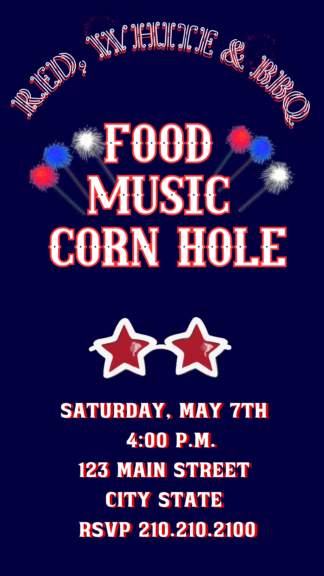 Red White and BBQ Digital Video Invitation Instant Download