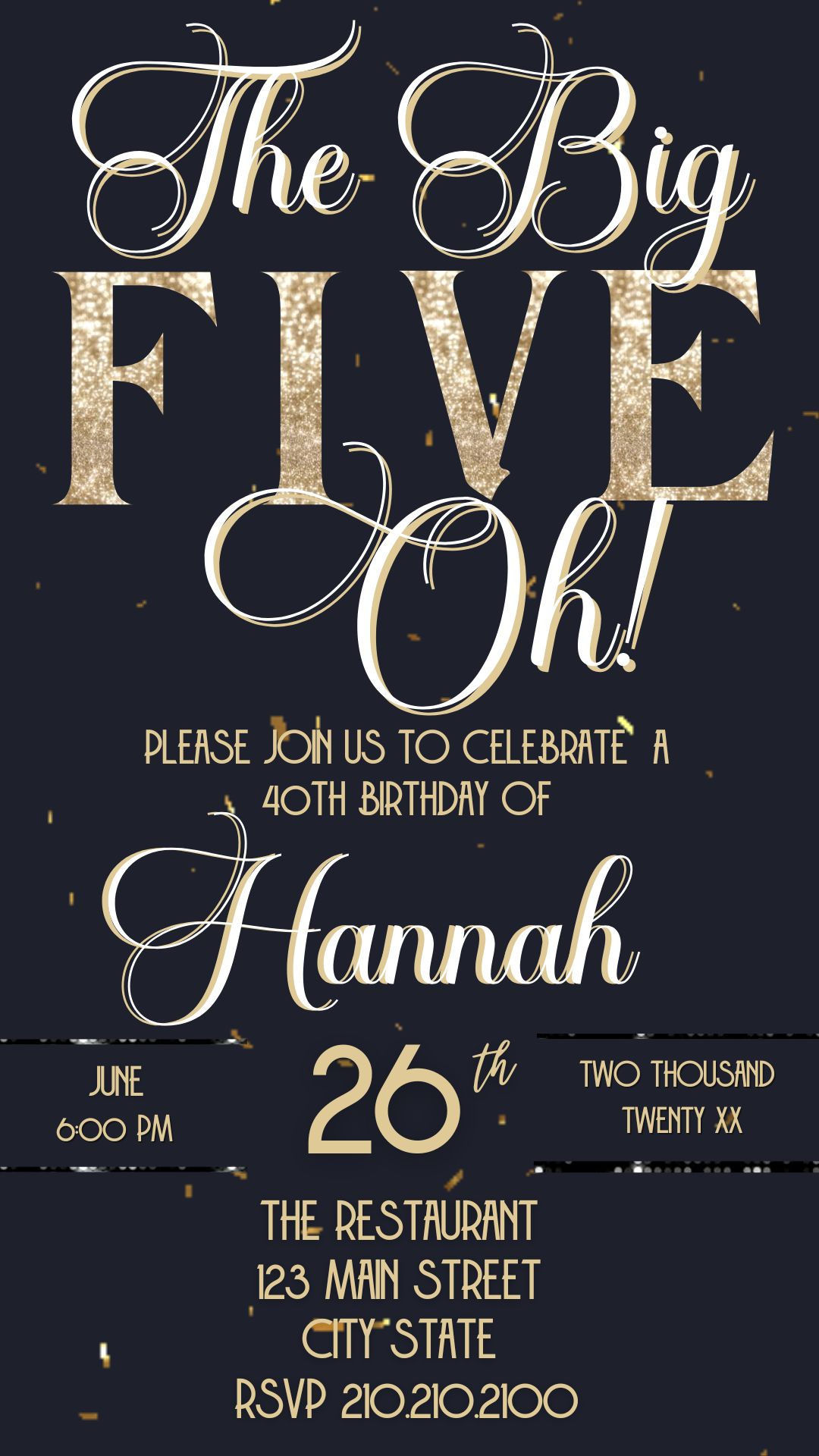 Golden Milestone Digital Video Invitation Instant Download