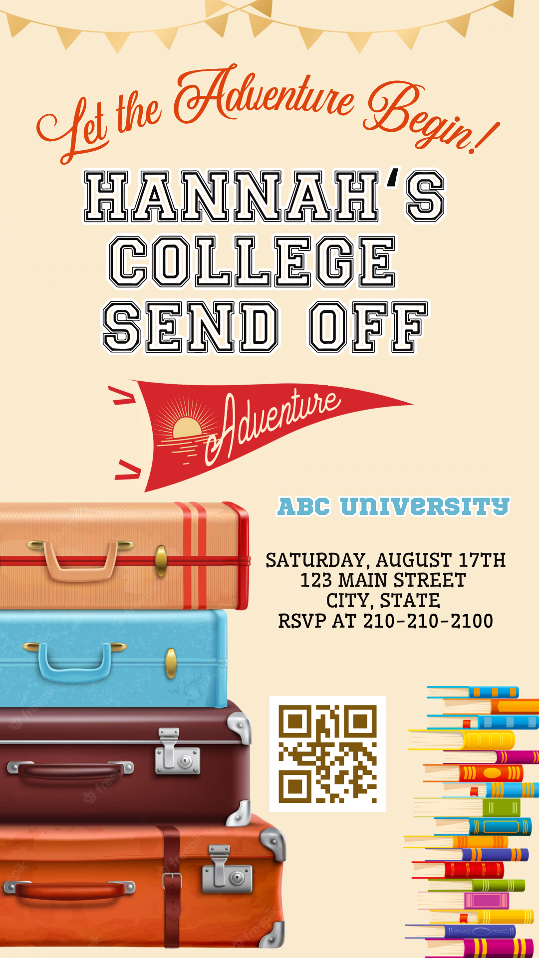 College Bound Adventure Digital Video Invitation Instant Download