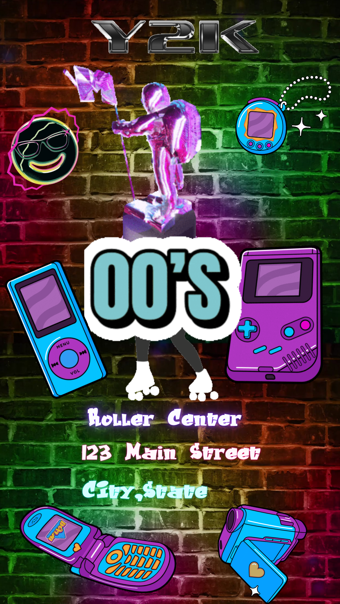 Retro Neon Skate Party Evite with Music