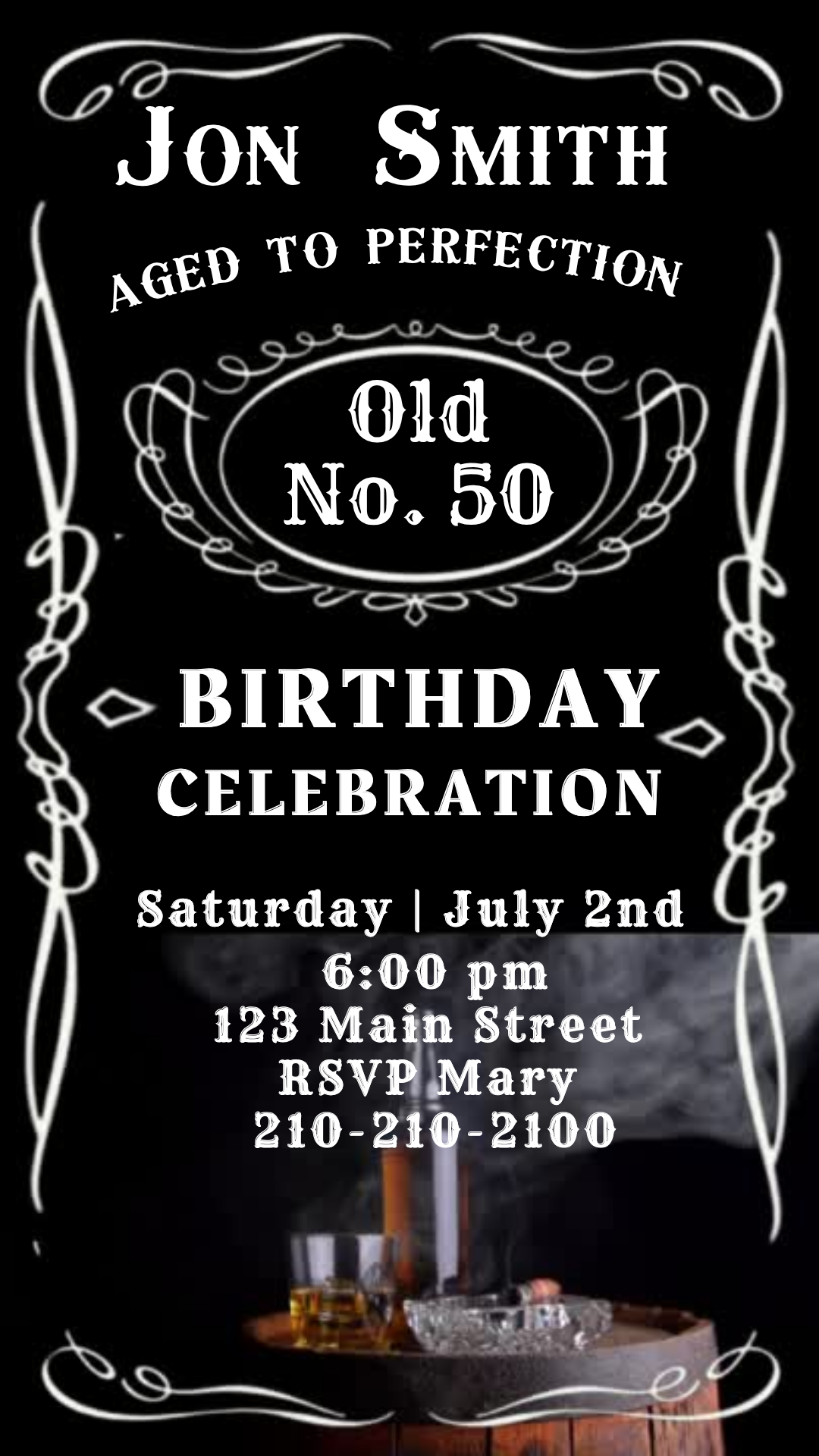 Vintage Whiskey Label Video Invitation Instant Download
