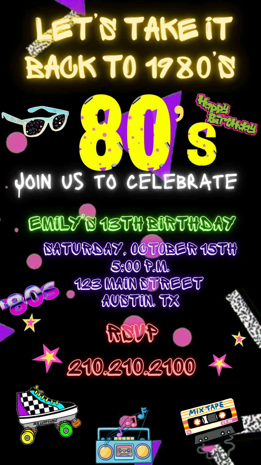 80s Throwback Theme Video Invitation Download