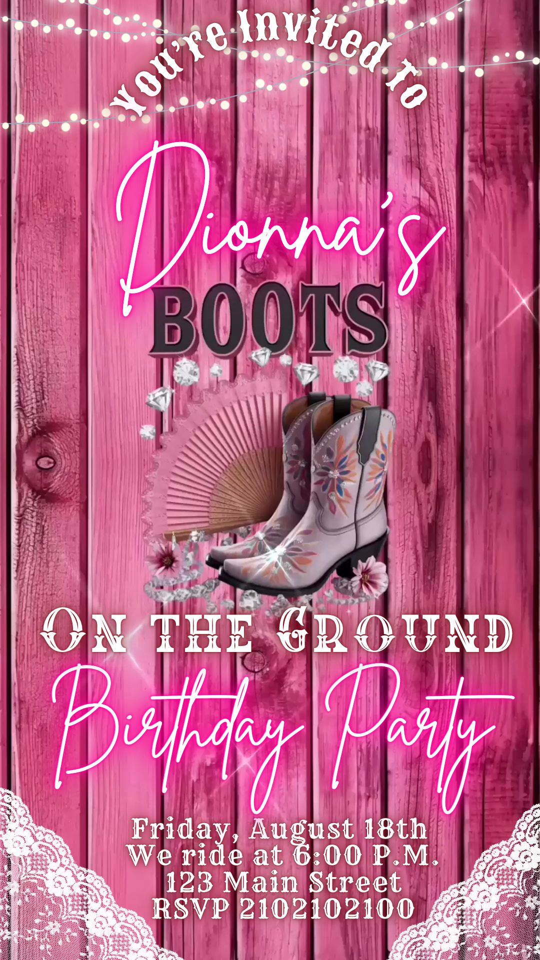 Country Western Glam Video Invitation Instant Download