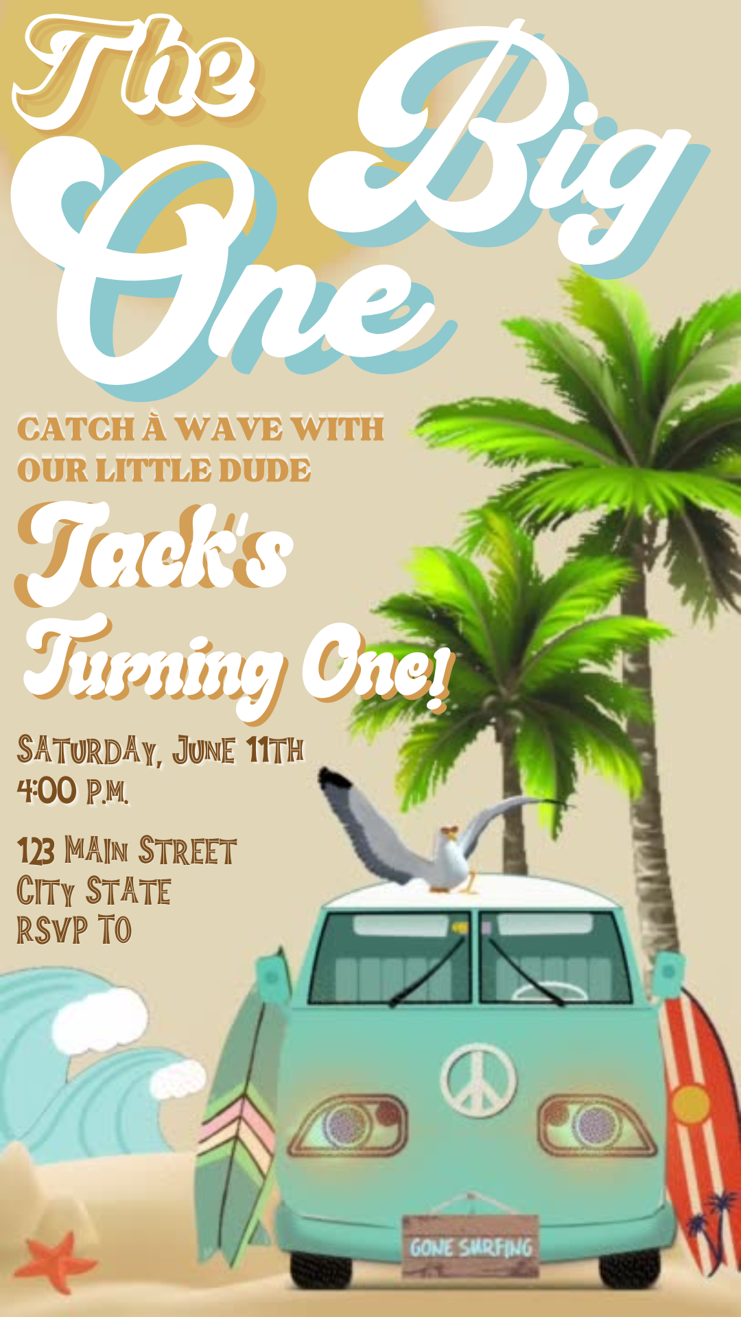 Surfs Up Beach Theme Video Invitation Instant Download