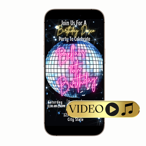 Editable Retro Disco Party Video Invitation Template