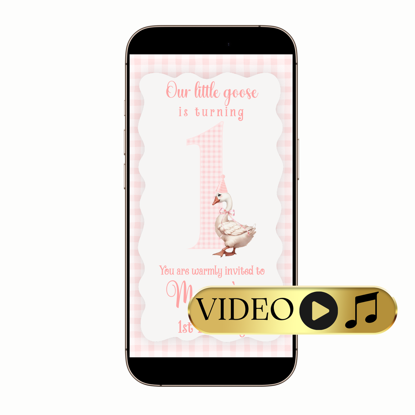 WhatsApp chat preview sending Pink Goose video invitation