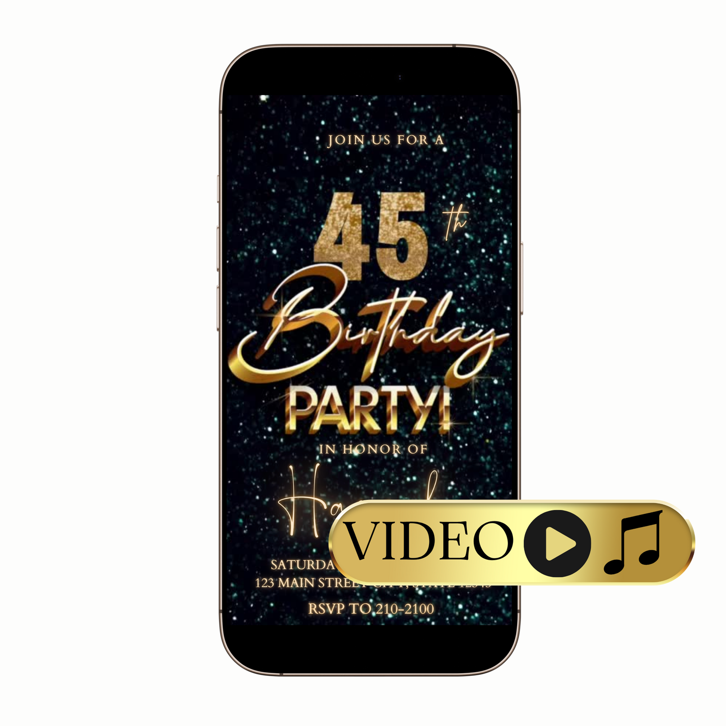 Digital Teal Glam Digital Video Invitation MP4 Invite