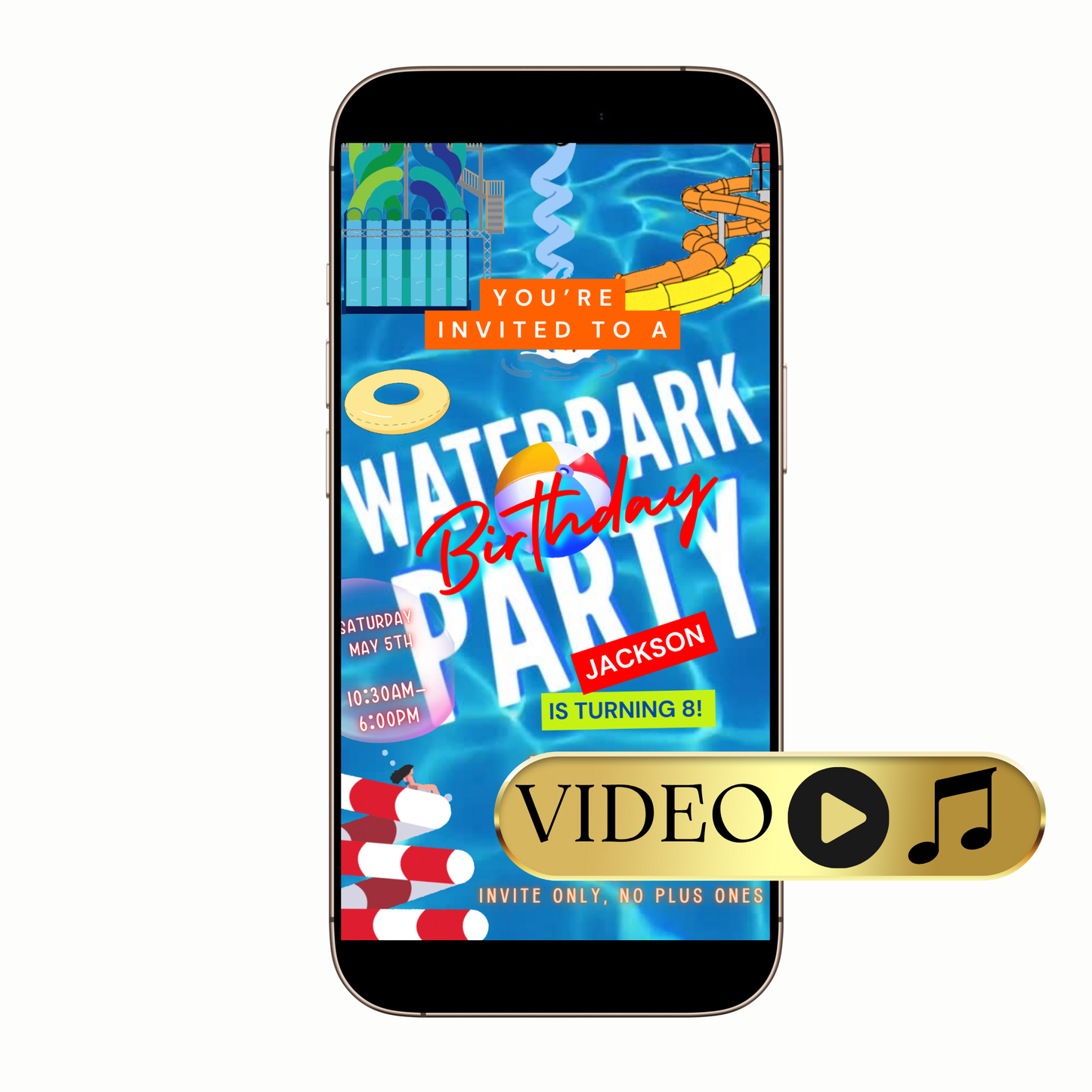 Editable Waterpark Birthday Party Video Invitation