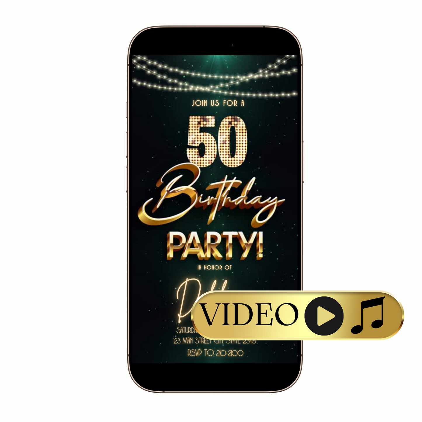Editable Starlit Glam Digital Video Invitation Template