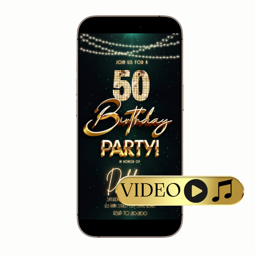 Editable Starlit Glam Digital Video Invitation Template