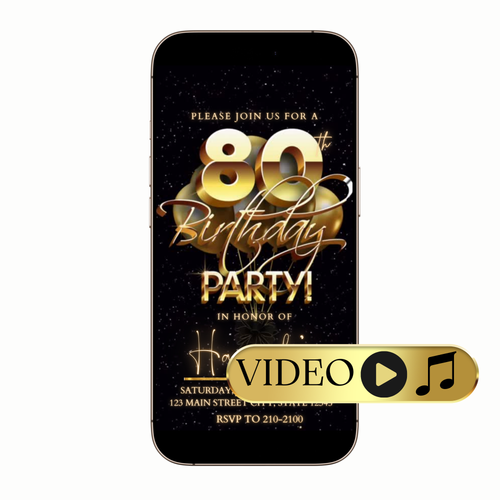 Editable Timeless Gold Party Video Invitation Template