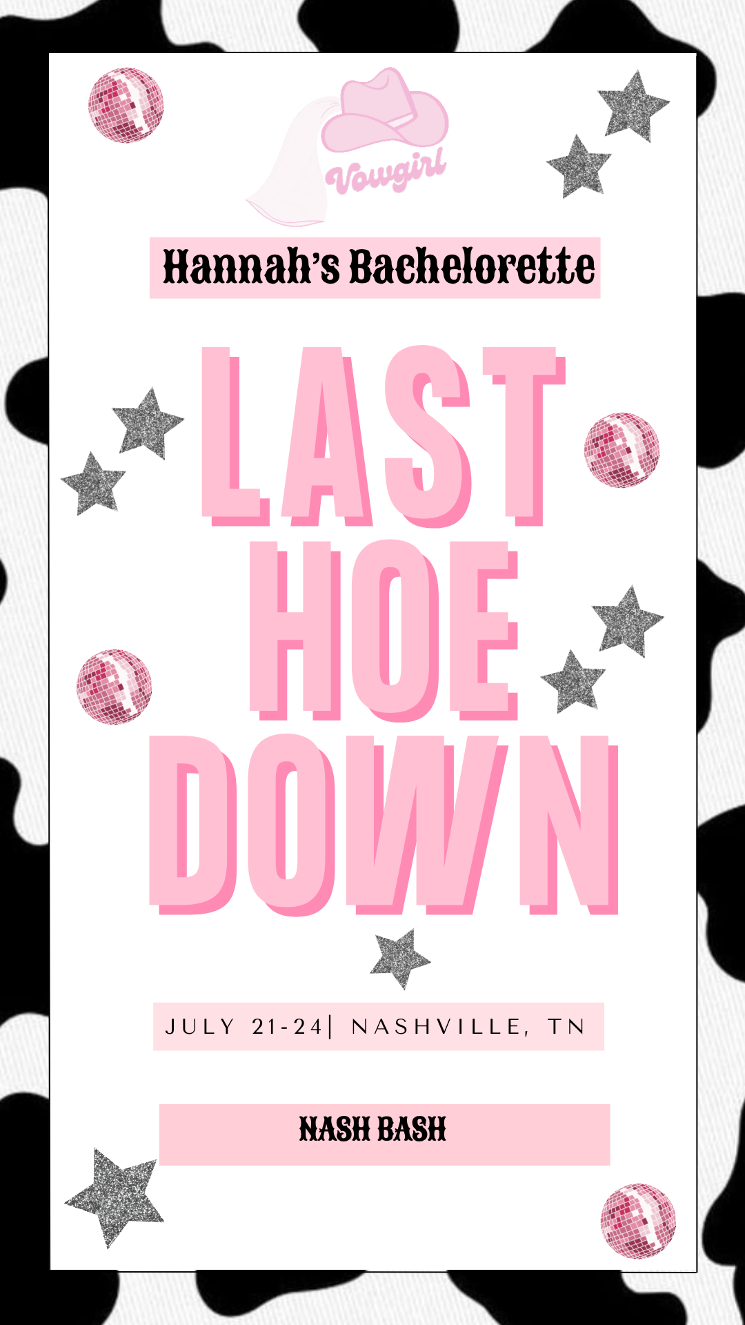 Phone mockup showing Hostessy Disco Cowgirl animated video invite