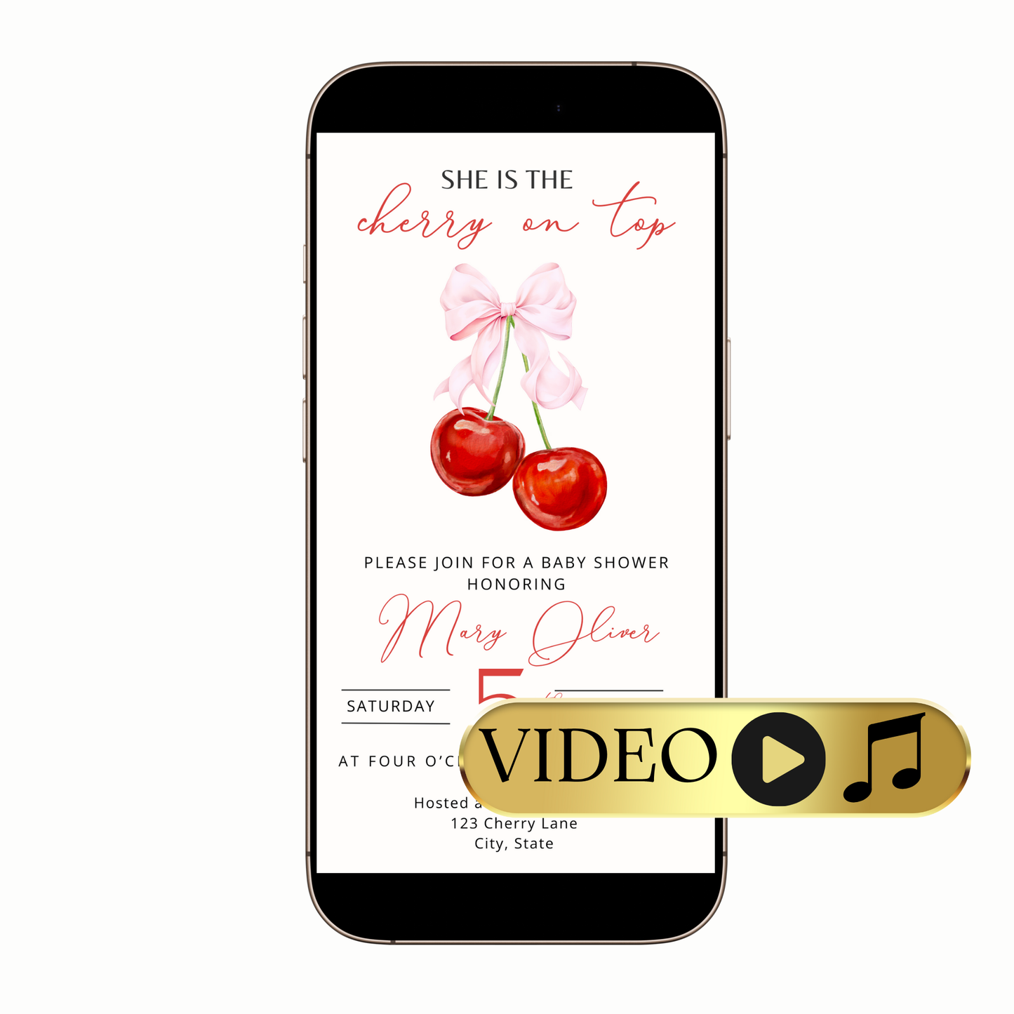 Instagram feed preview of Cherry on Top video invitation