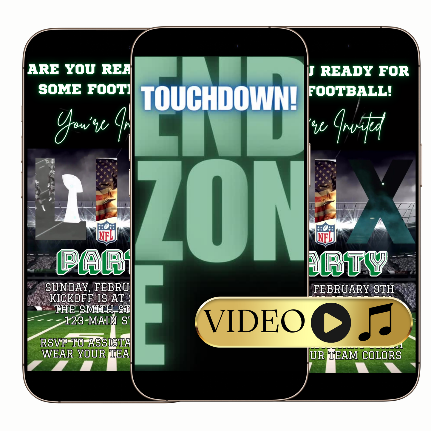 Editable Touchdown Football Video Invitation