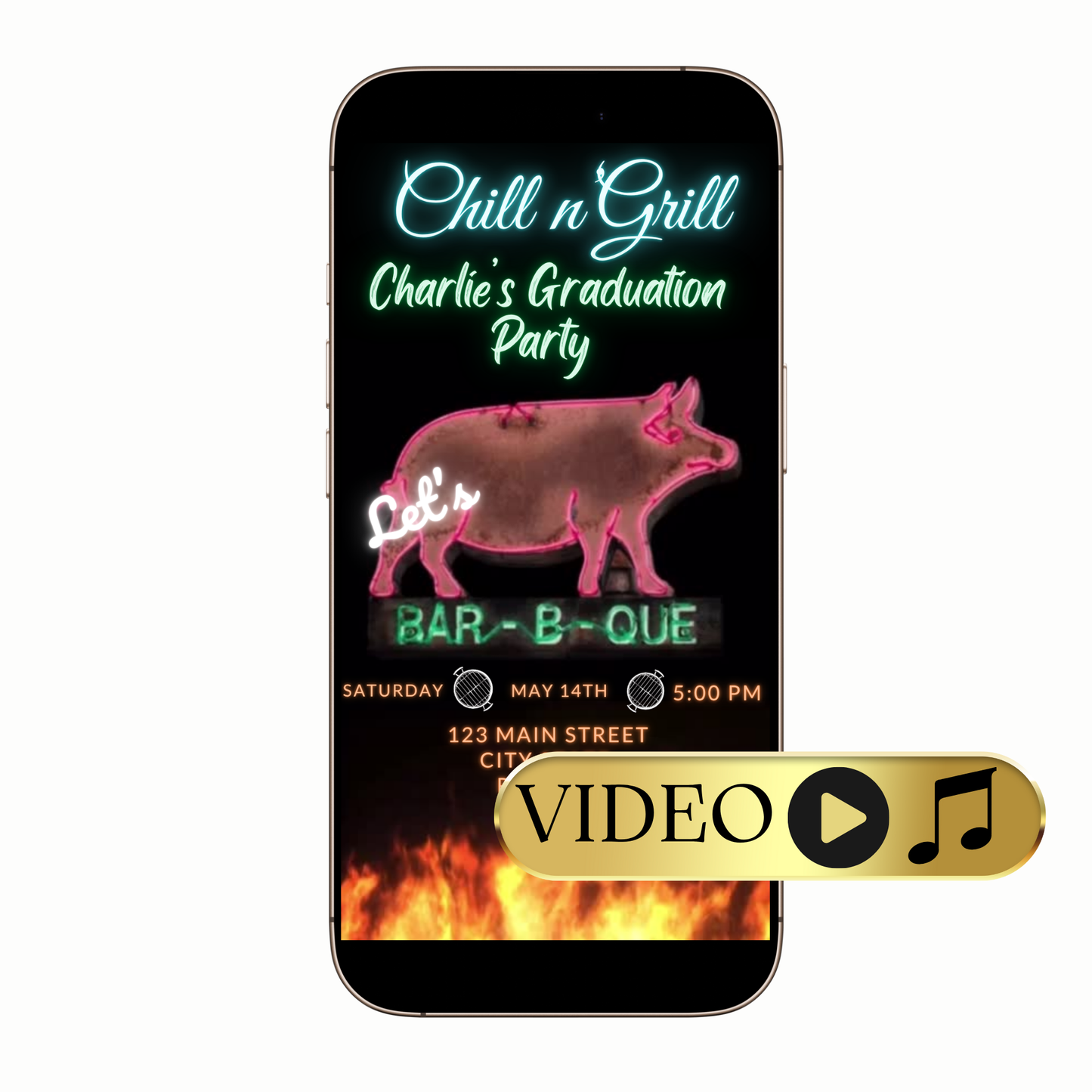 Editable Backyard BBQ Party Video Invitation Template