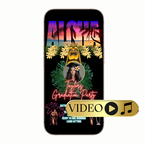 Editable Tropical Aloha Luau Video Invitation Template