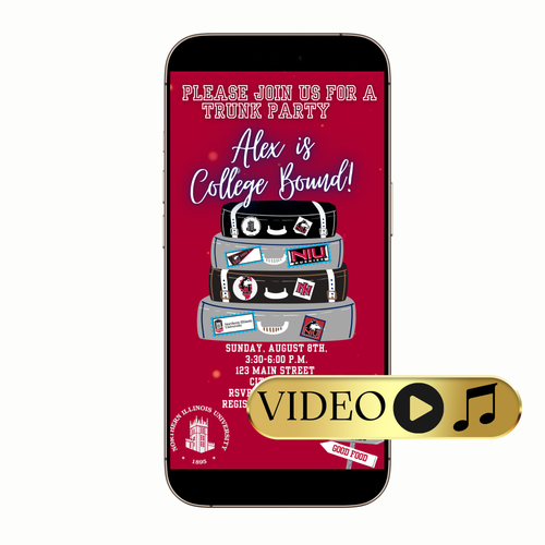 Editable College Bound Spirit Digital Video Invitation Template