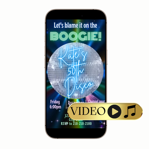 Digital 70s Boogie Dance Video Invitation