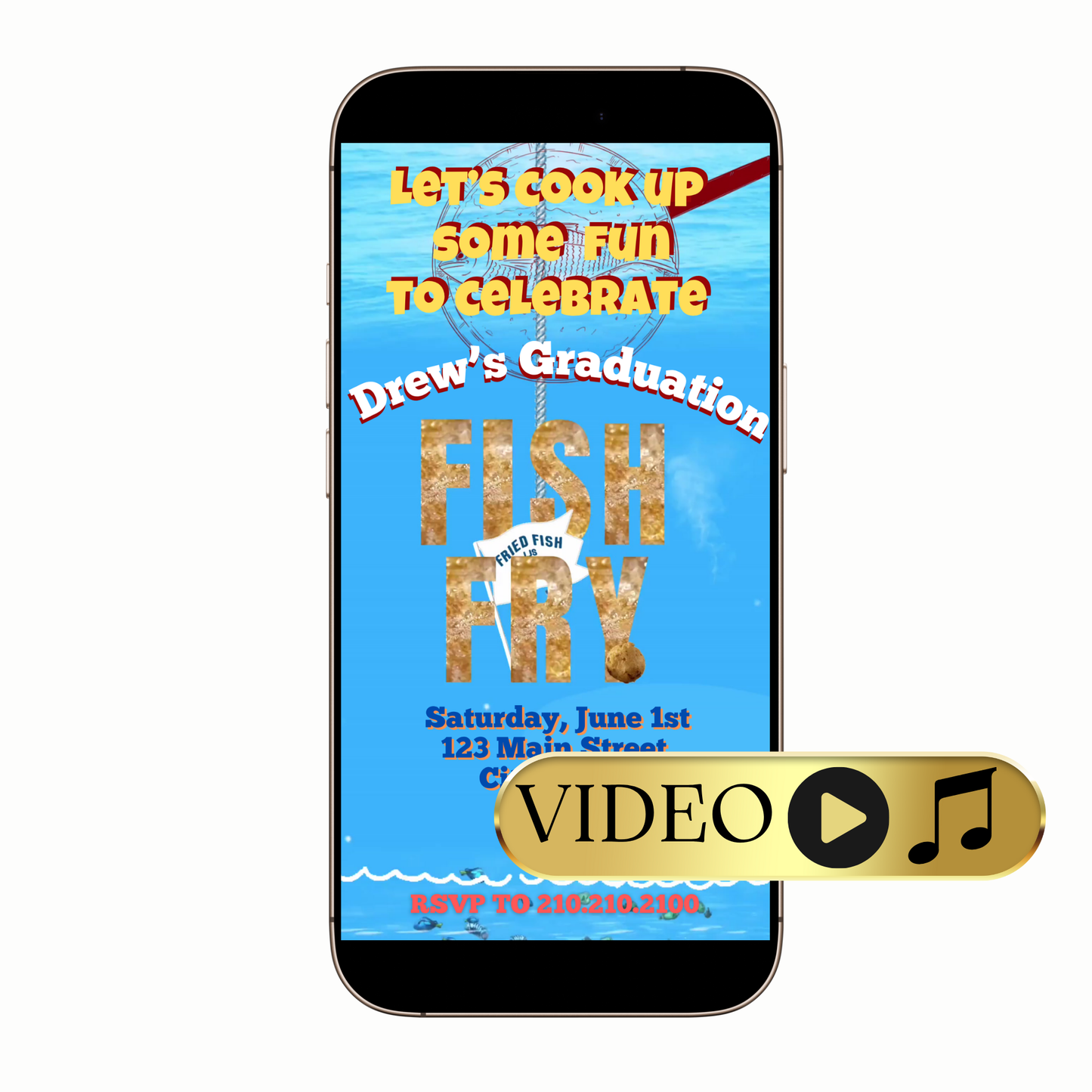 Editable Southern Fish Fry Video Invitation Template