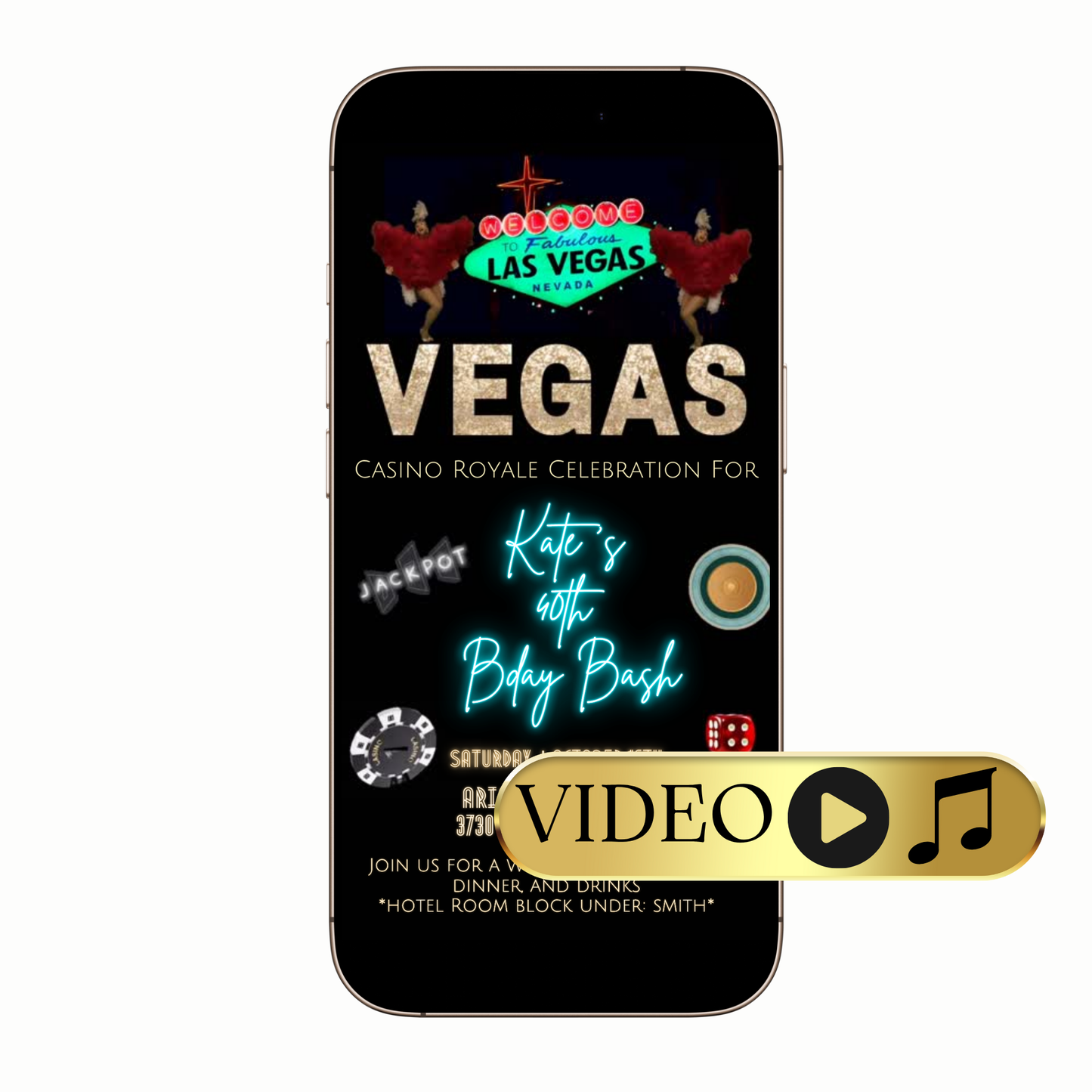 Editable Vegas Casino Royale Digital Video Invitation Template