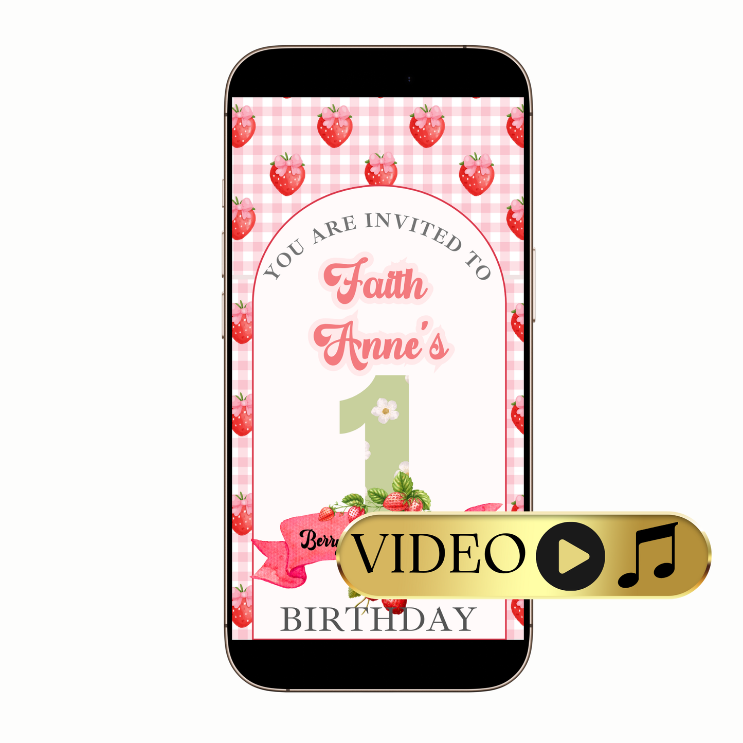 WhatsApp chat preview sending the strawberry video invitation