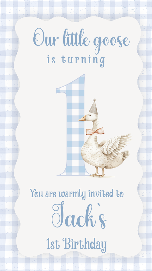 Phone mockup showing Blue Goose neon video invite