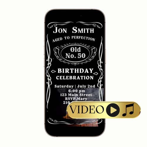 Editable Vintage Whiskey Label Video Invitation Template