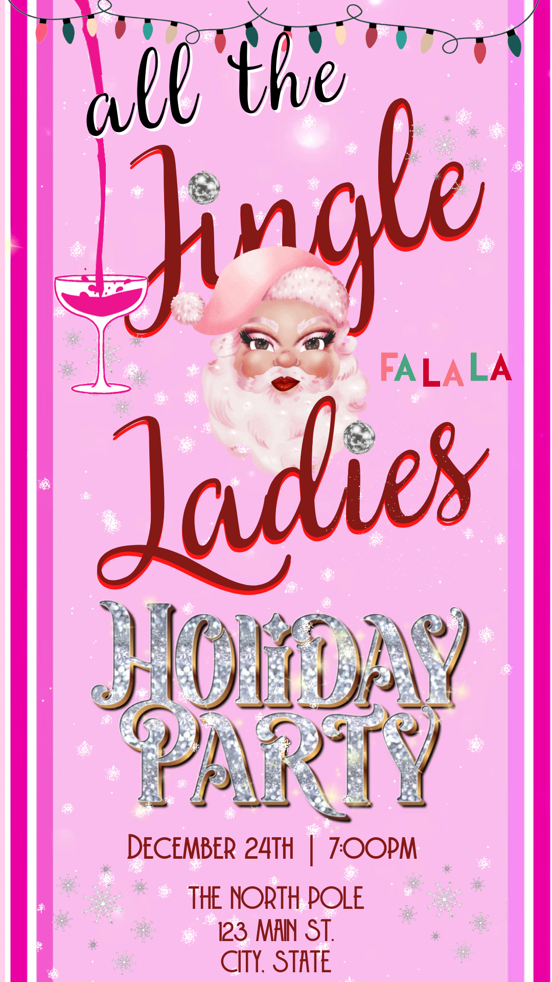 Editable festive digital invite displayed on smartphone