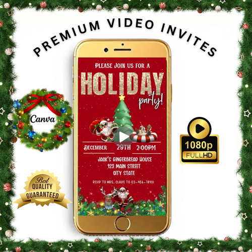Bad Santa Christmas Party Video Invitation – Editable Bad Santa Evite