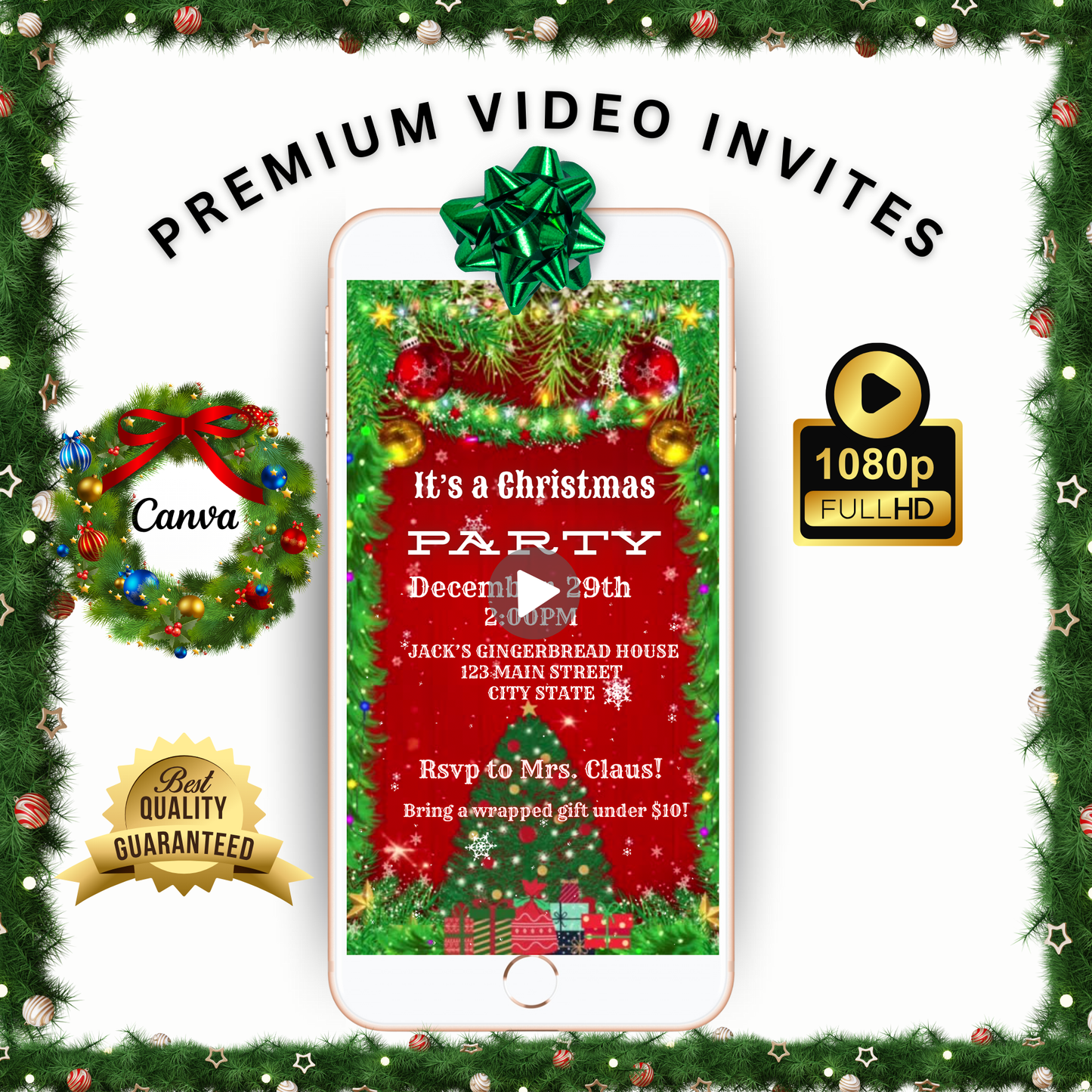 Western Christmas Party Video Invitation – Editable Canva Christmas Evite