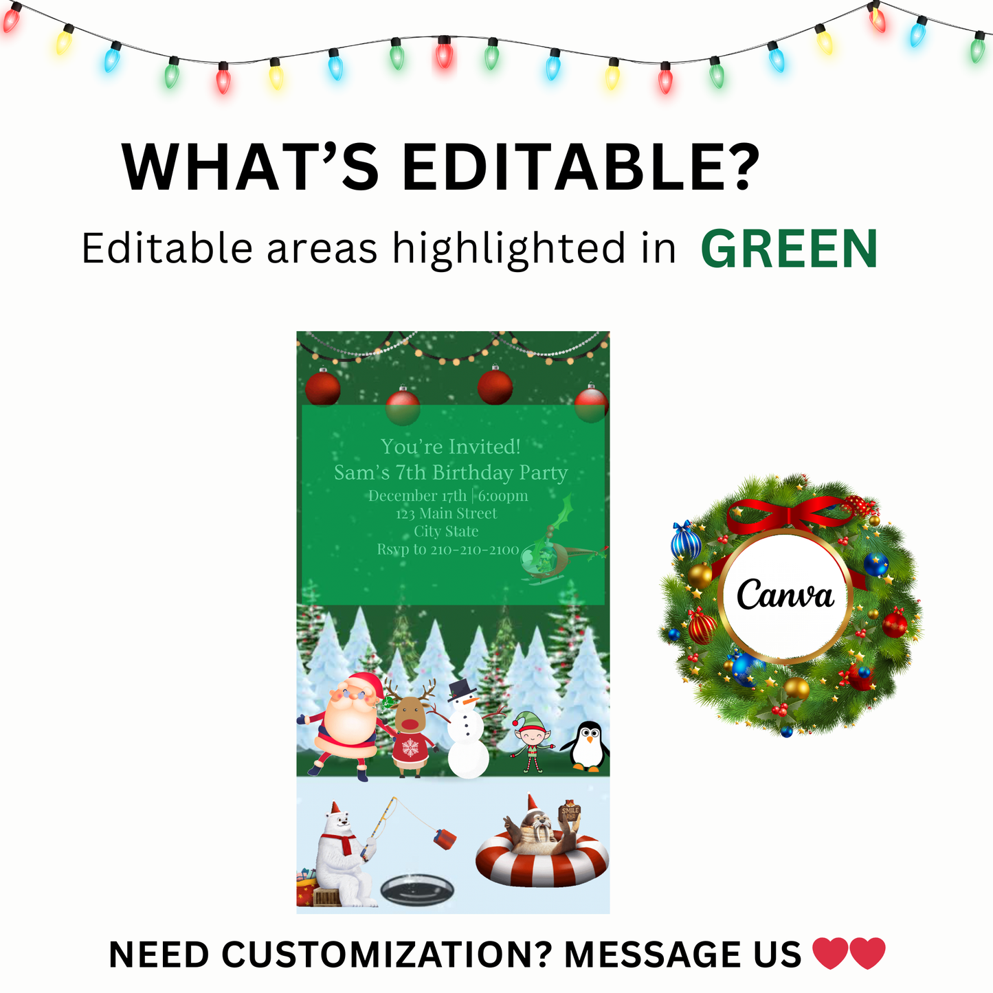 Santa Christmas Party Video Invitation – Editable Canva Holiday Evite with Music
