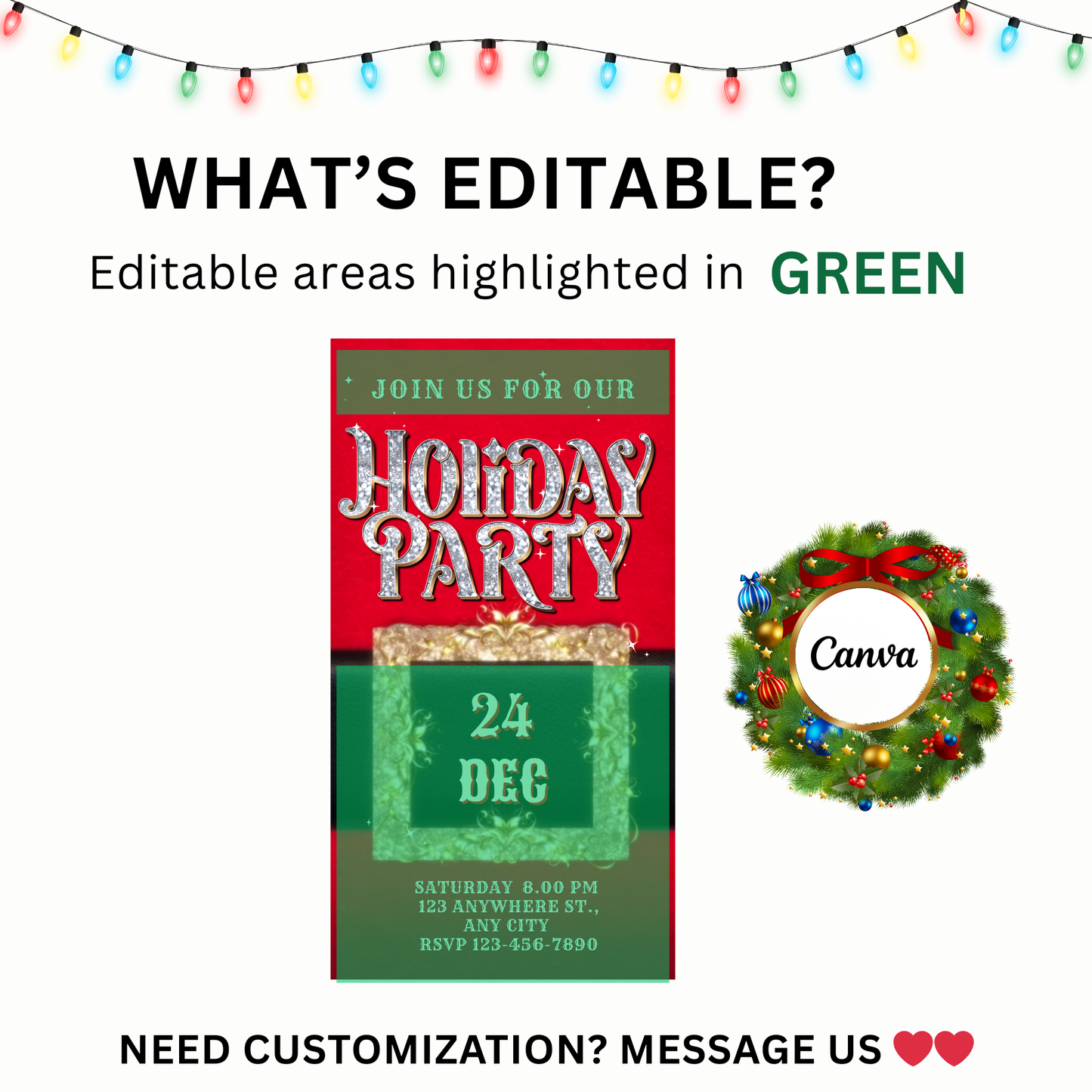 Santa Christmas Party Video Invitation – Modern Santa Editable Canva Holiday Evite with Music