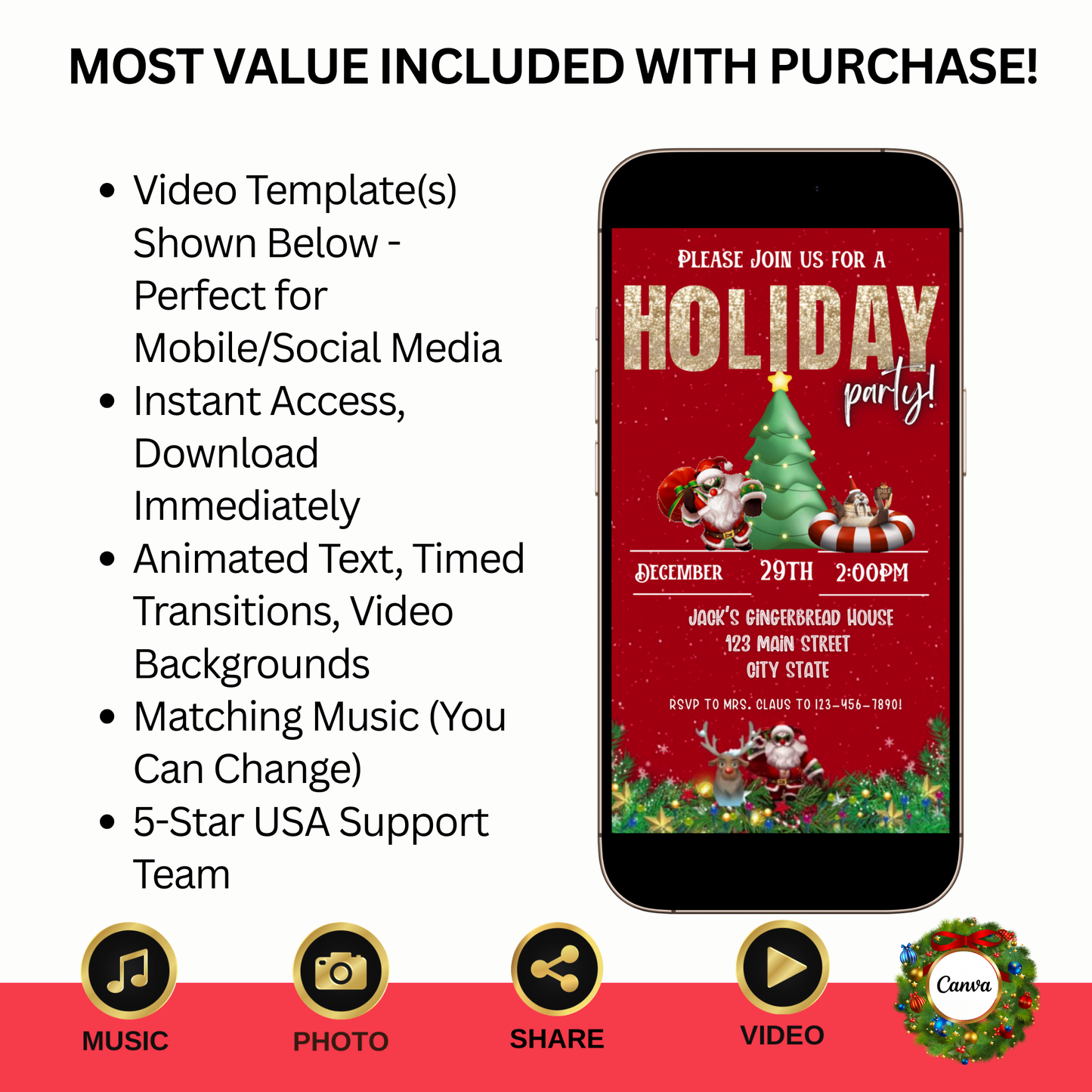 Bad Santa Christmas Party Video Invitation – Editable Bad Santa Evite