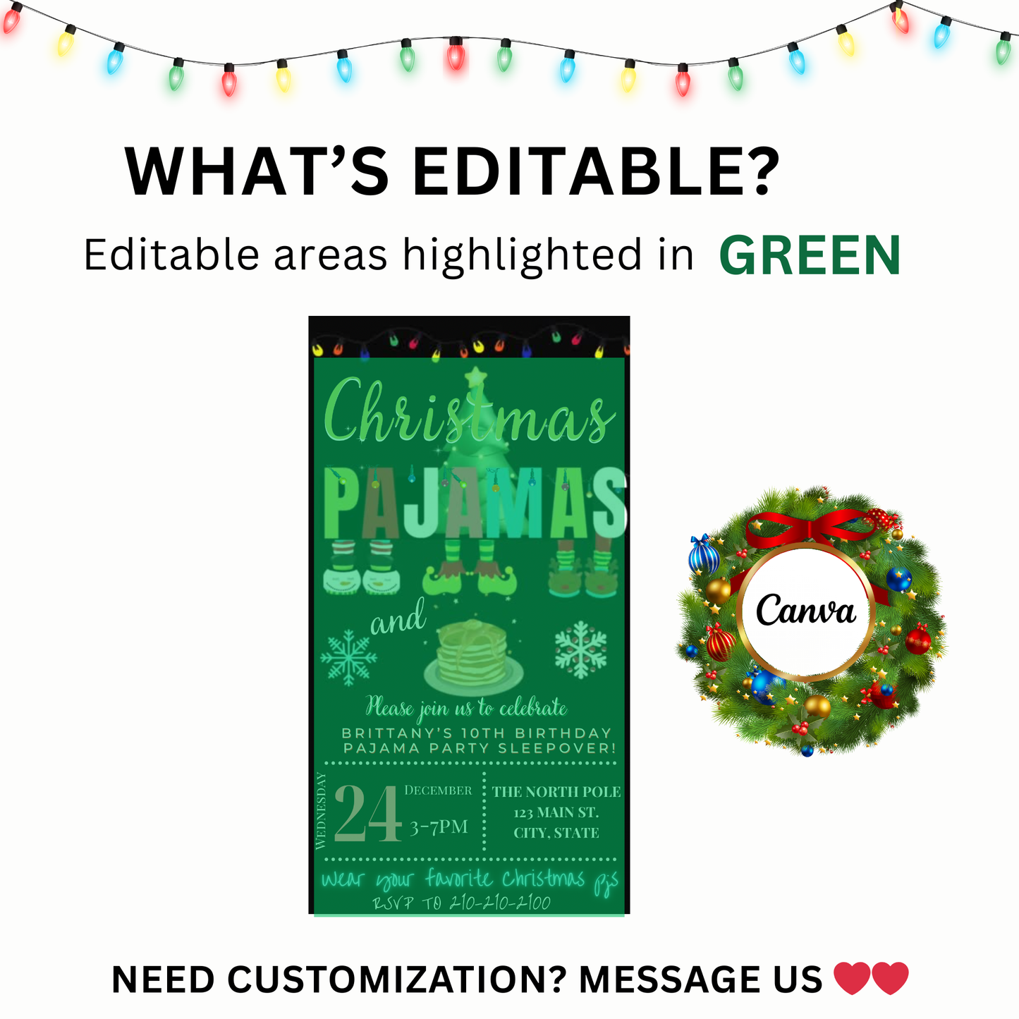Christmas Pajama Party Video Invitation – Editable Pjs and Pancakes Evite