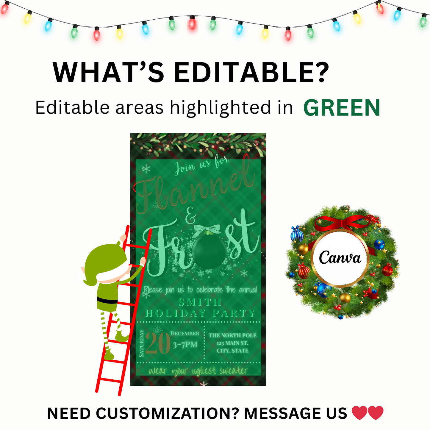 Christmas Flannel Party Video Invitation – Editable Flannel and Frost Evite