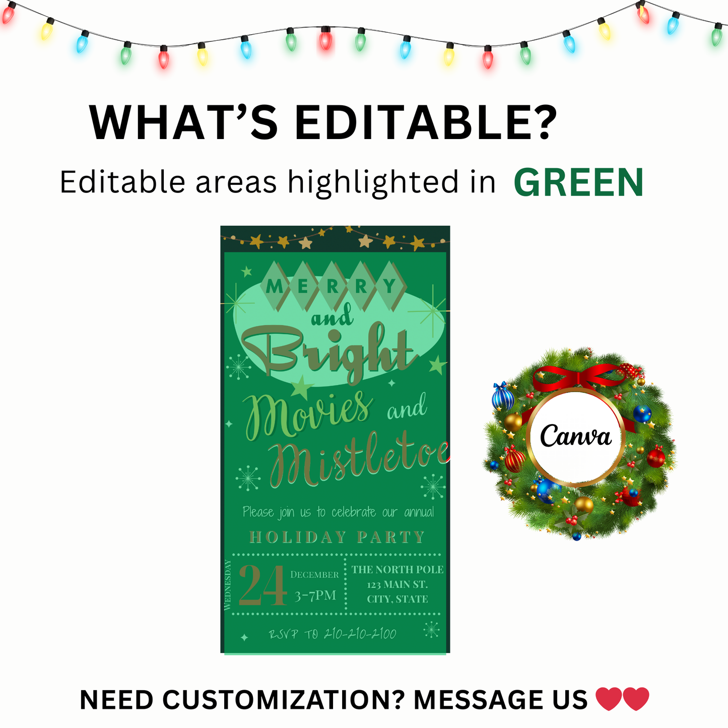 Retro Christmas Party Video Invitation – Editable Christmas Movie Evite