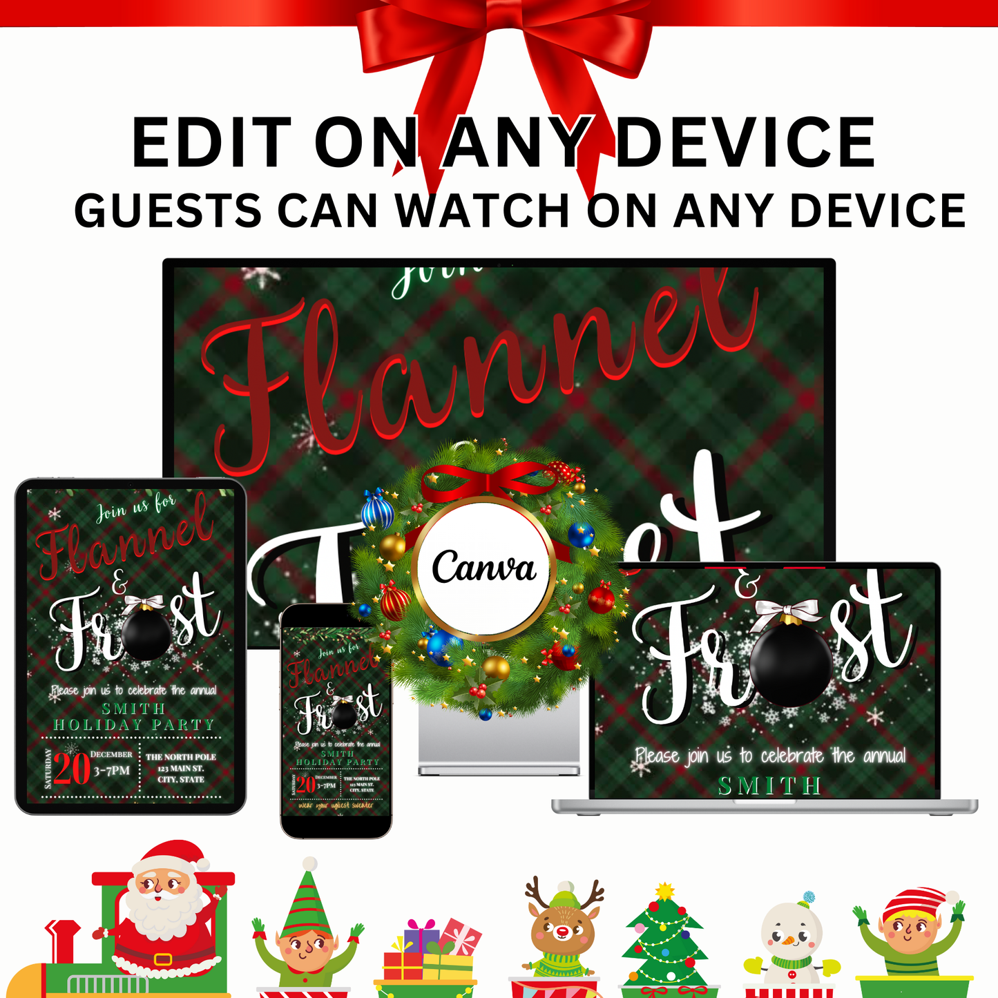 Christmas Flannel Party Video Invitation – Editable Flannel and Frost Evite