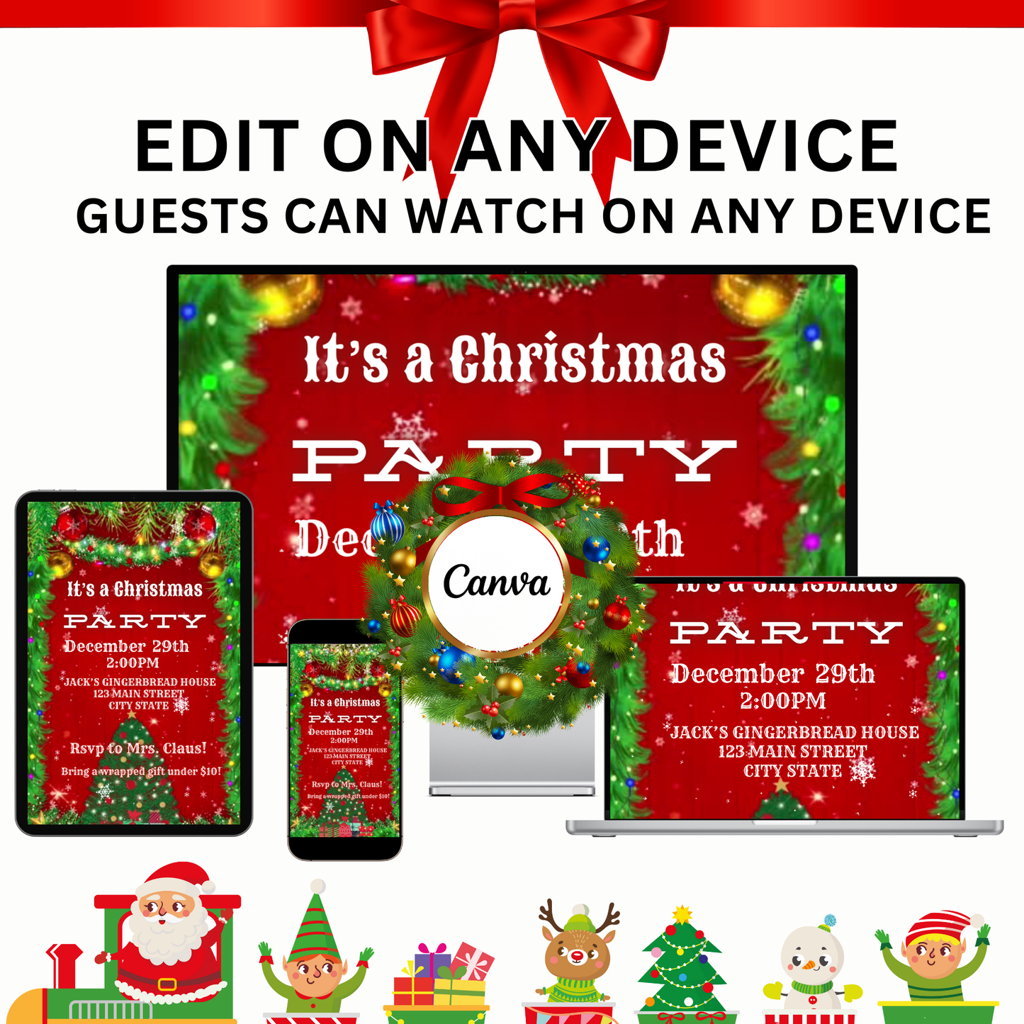 Western Christmas Party Video Invitation – Editable Canva Christmas Evite