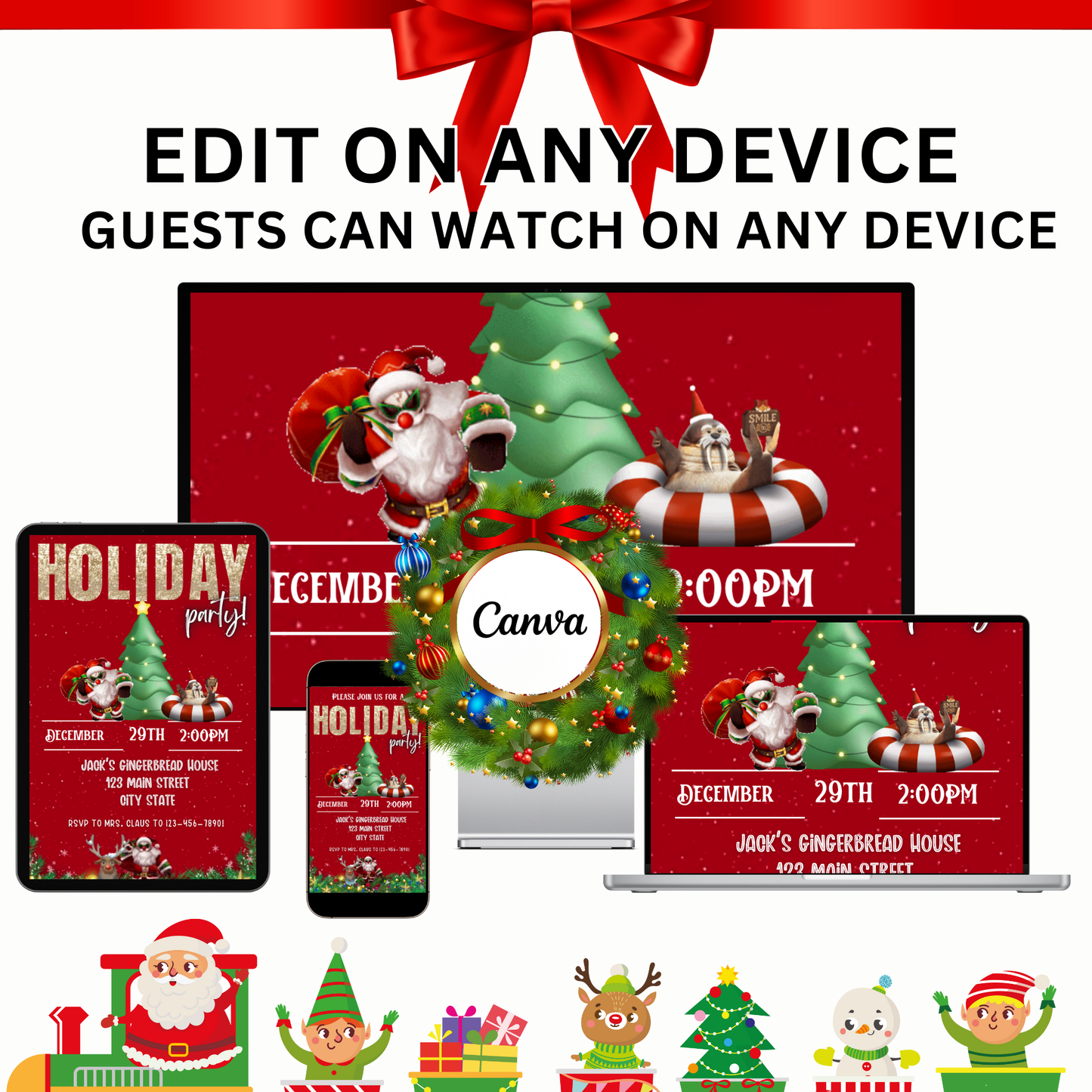 Bad Santa Christmas Party Video Invitation – Editable Bad Santa Evite