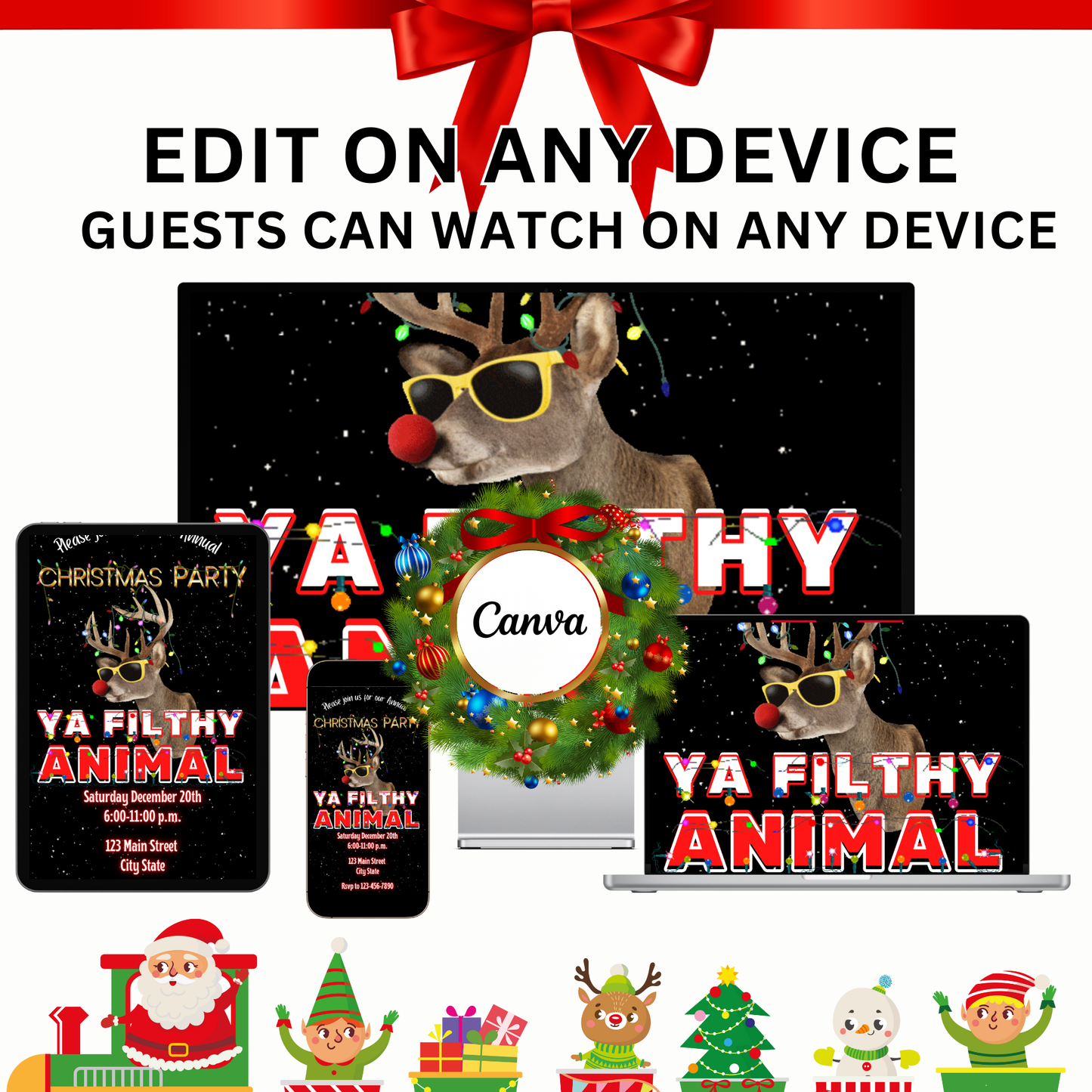 Ya Filthy Animal Christmas Video Invitation – Editable Christmas Vacation Evite
