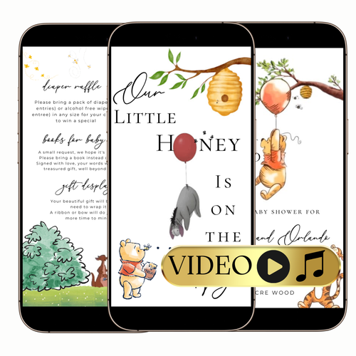 Editable Classic Winnie the Pooh Baby Shower Video Invitation