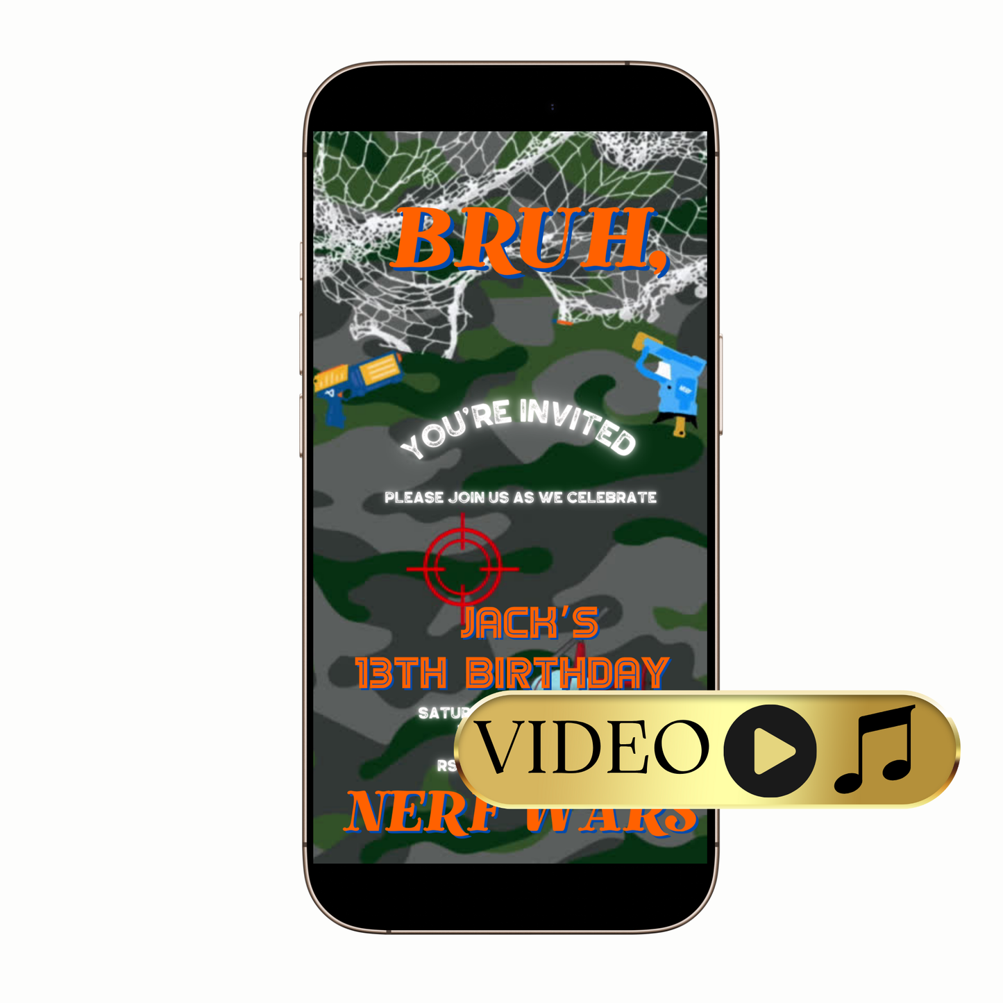 Editable Nerf Battle Party Video Invitation Template