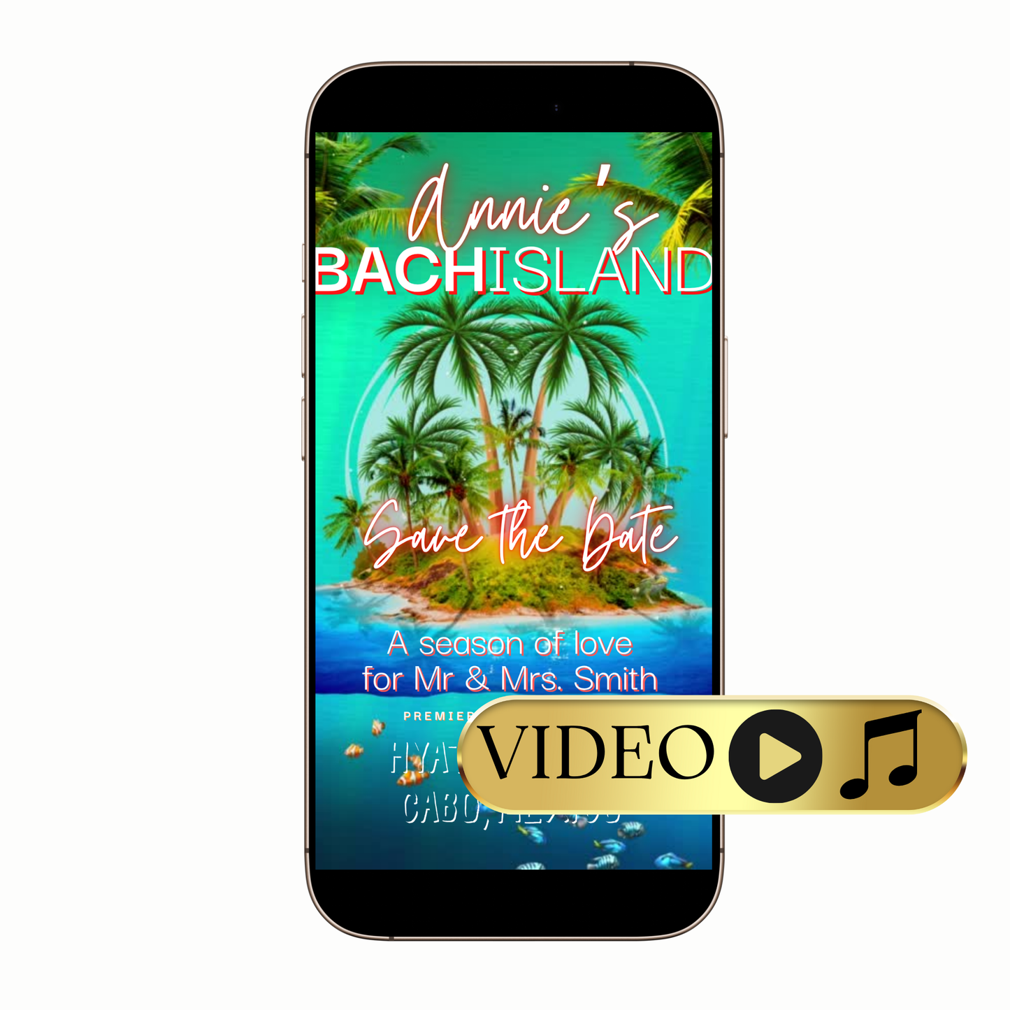 Editable Tropical Island Save the Date Video Invitation Template