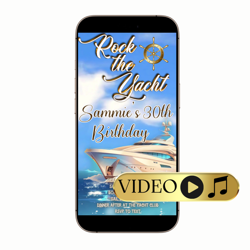 Editable Rock the Yacht Birthday Video Invitation