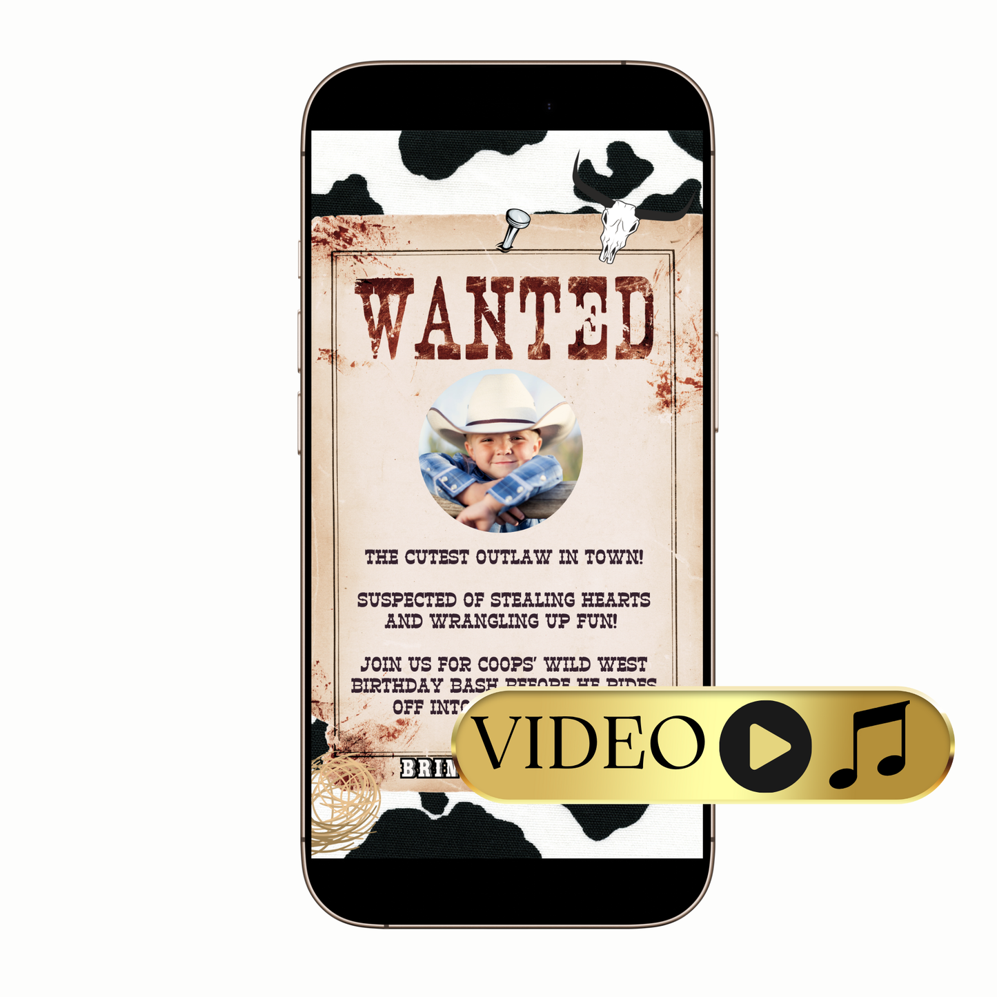 Instagram feed preview of cowboy birthday video invitation