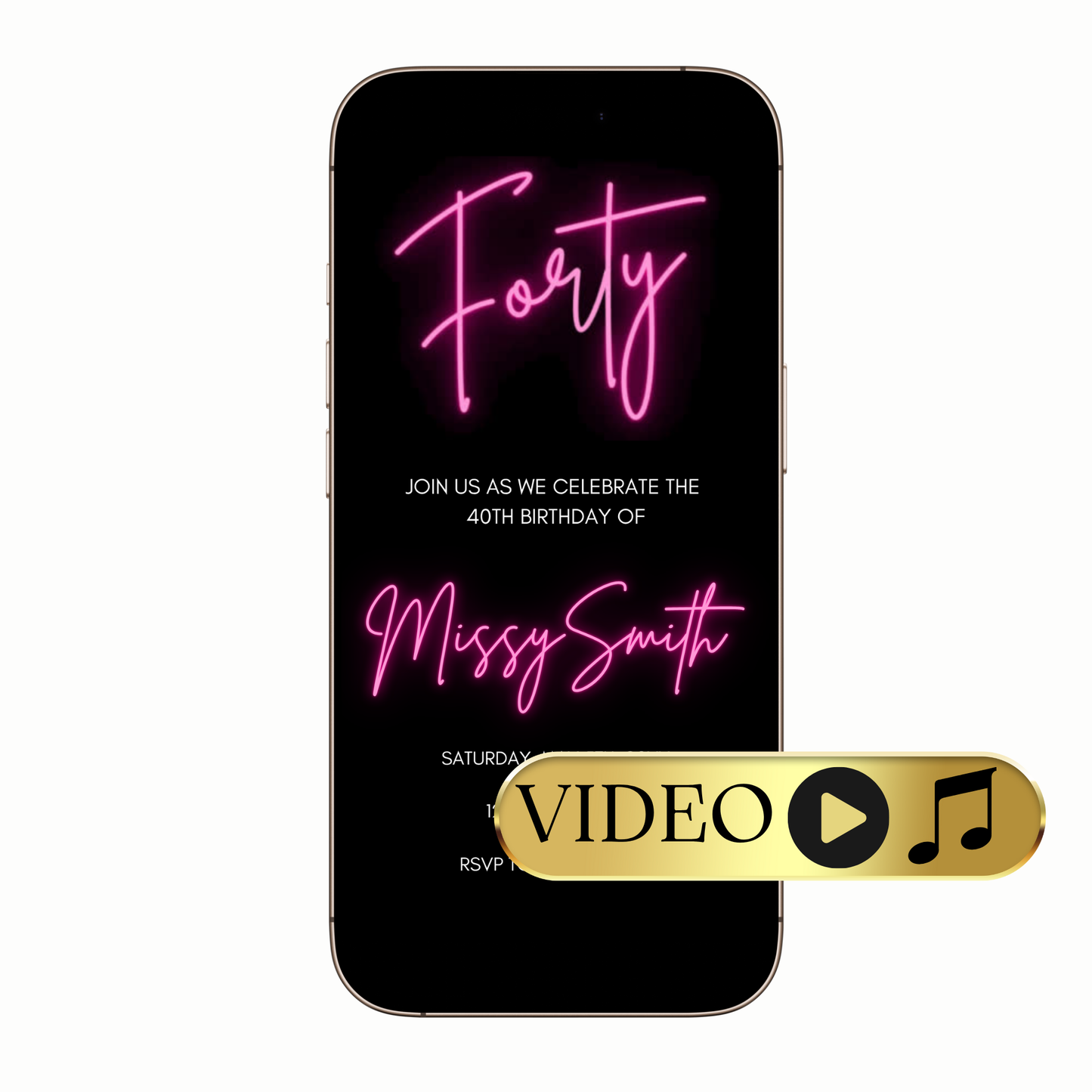 Editable Neon Pink Glow Digital Video Invitation Template