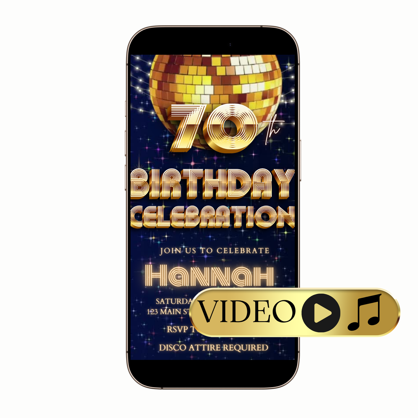 Editable 70s Glam Dance Video Invitation Template