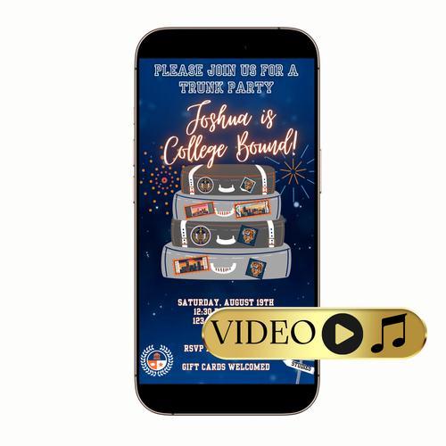 Editable College Send-Off Video Invitation Template with cap, class of, graduation